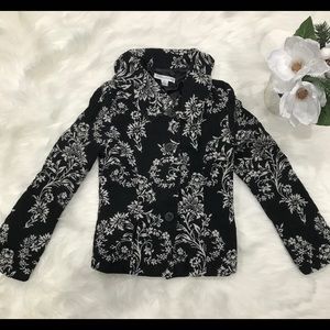 Pendleton Black & White 100% Wool Floral Blazer